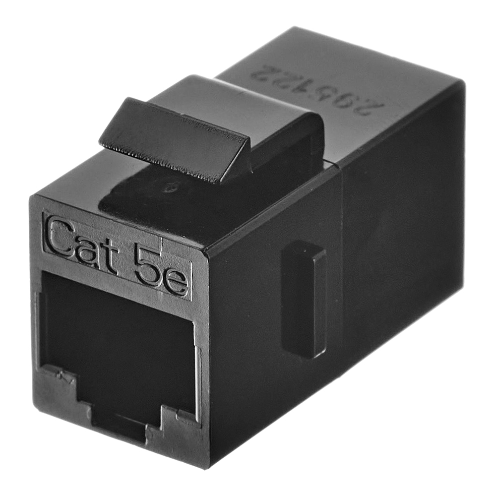 Комплектующие для монтажа витой пары Переходник компьютерный Hyperline RJ45 8P8C CAT5e черный (444914)