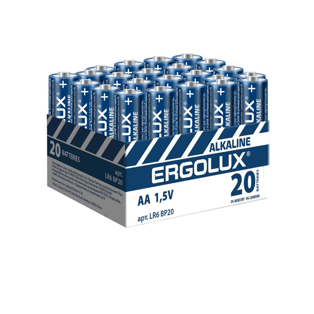 Батарейка Ergolux Alkaline АА пальчиковая LR6 1,5 В (480 шт.) (LR6 BP20)