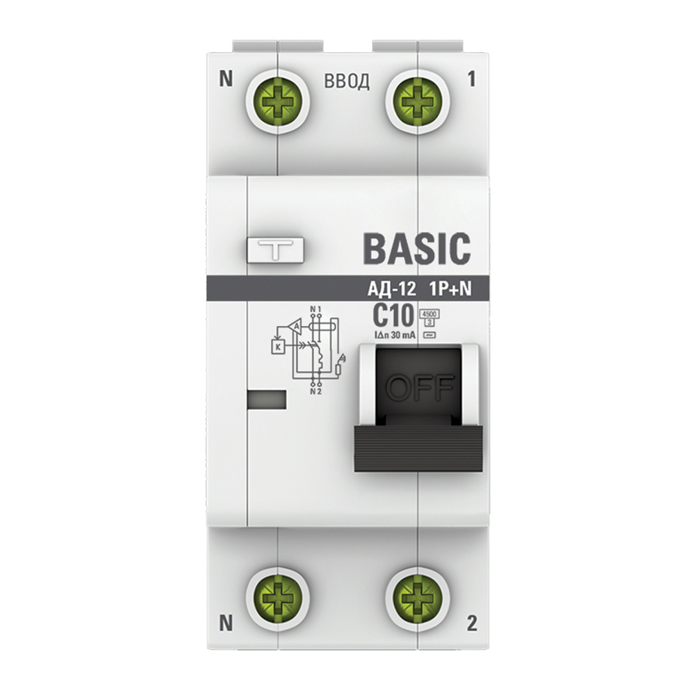   Петрович Автомат дифференциальный EKF Basic АД-12 10А 30 мА 1P+N тип AC 4,5 кА (DA12-10-30-bas)