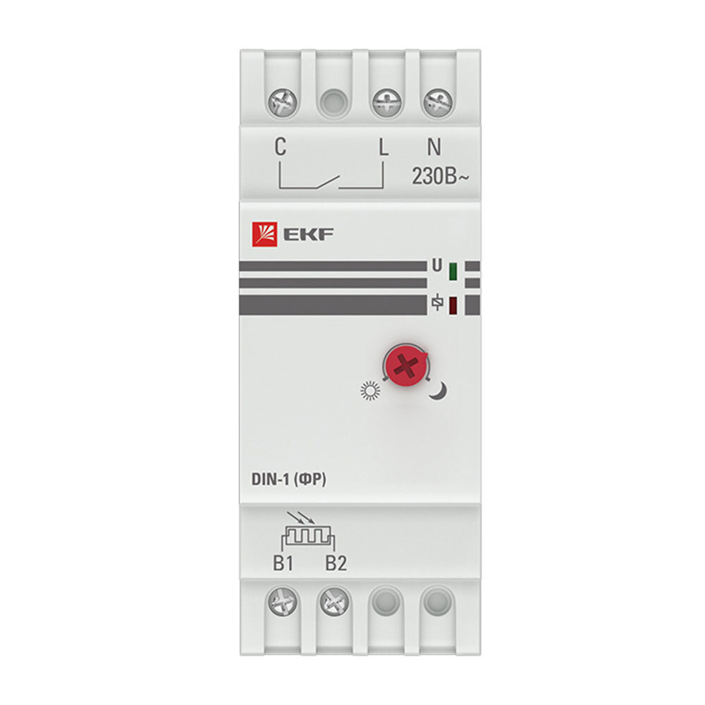  Фотореле EKF PROxima (fr-din-1-25) 230 В 25 А тип AC 4P+N с выносным датчиком