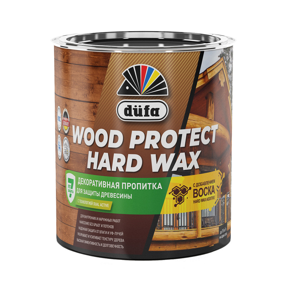 Антисептик Dufa Wood Protect Hard Wax декоративный для дерева белоснежный 0,75 л