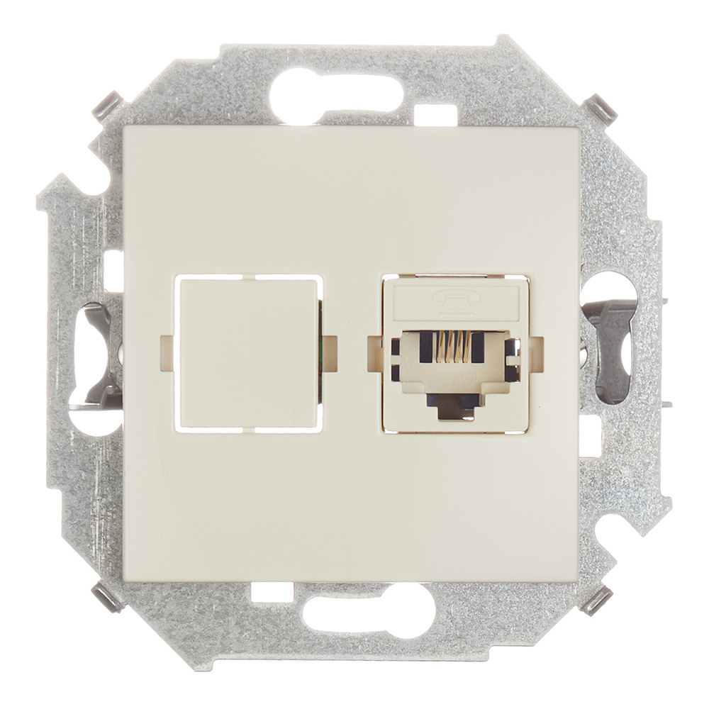 Телефонные розетки Розетка телефонная Simon 15 встраиваемая слоновая кость RJ11 (1591480-031)