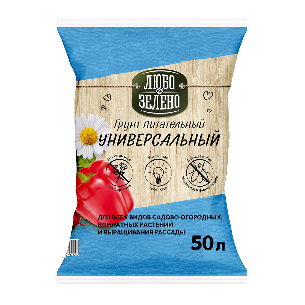 Почвогрунт и торфогрунт Почвогрунт Любо-Зелено универсальный 50 л