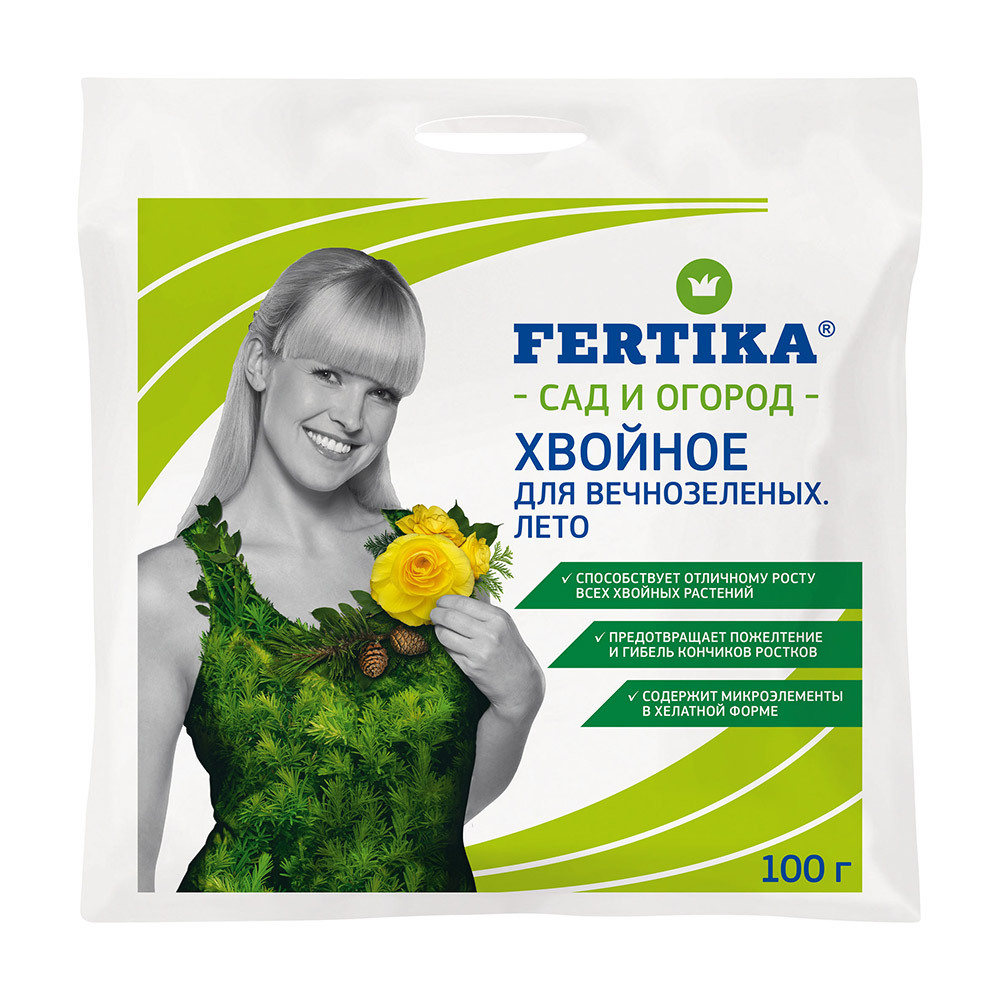 Удобрение сухое для вечнозеленых минеральное гранулированное Хвойное Fertika 100 г