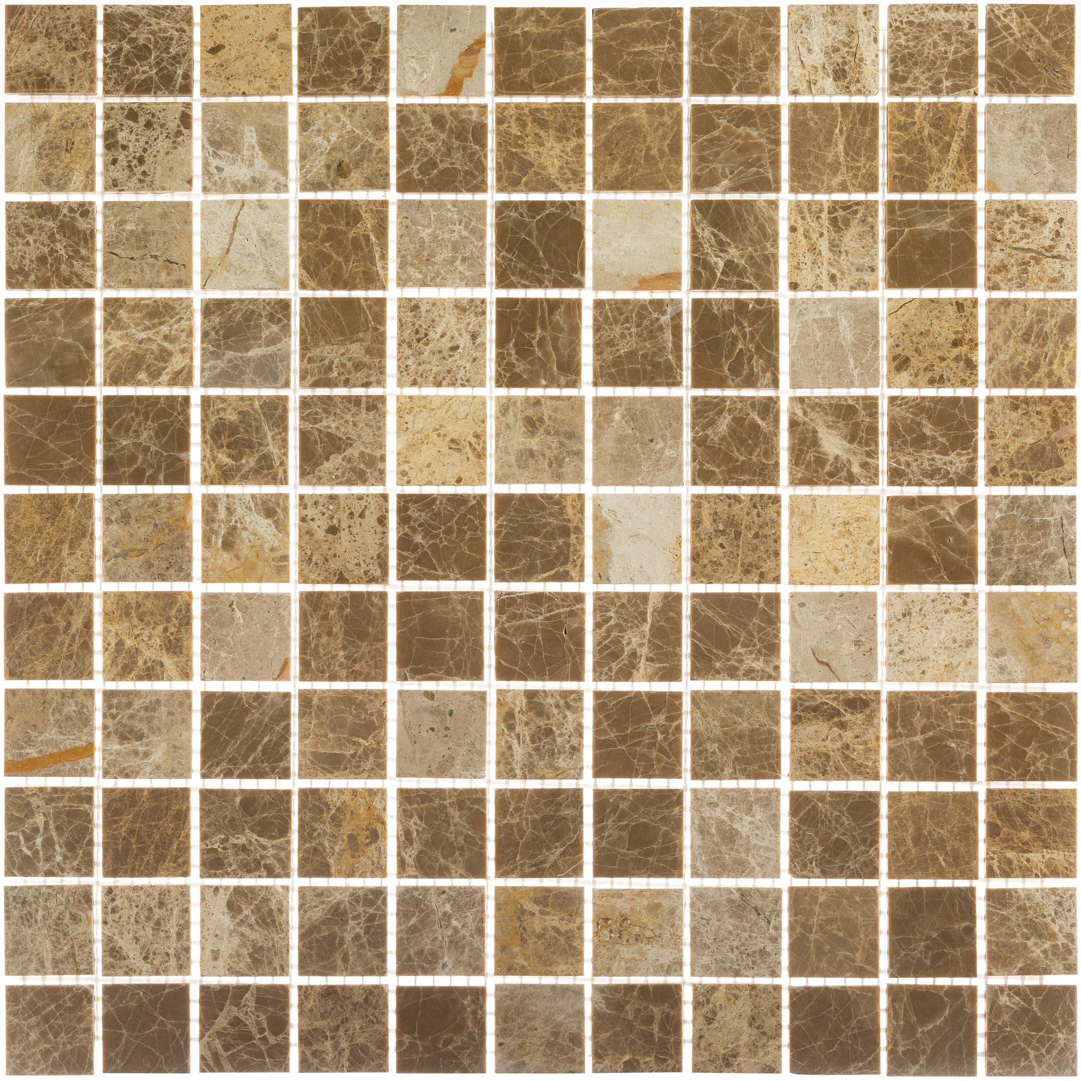 Плитка-мозаика Мозаика Mir Mosaic Natural i-Tilе светло-коричневая из натурального камня 298х298х4 мм глянцевая