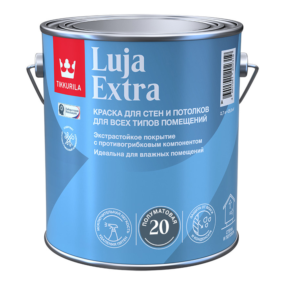 Краска моющаяся Tikkurila Luja Extra полуматовая база А белая 2,7 л