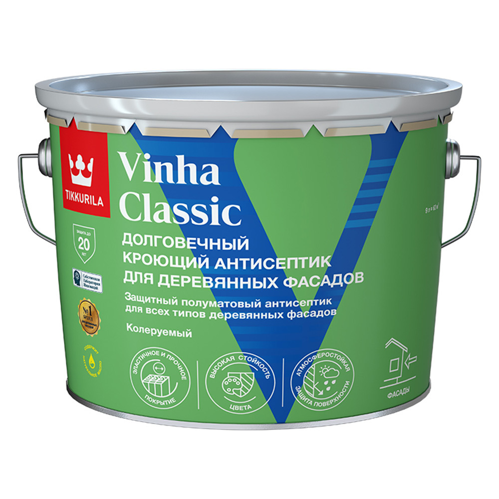   Петрович Антисептик Tikkurila Vinha Classic кроющий декоративный для дерева бесцветный база VC 9 л