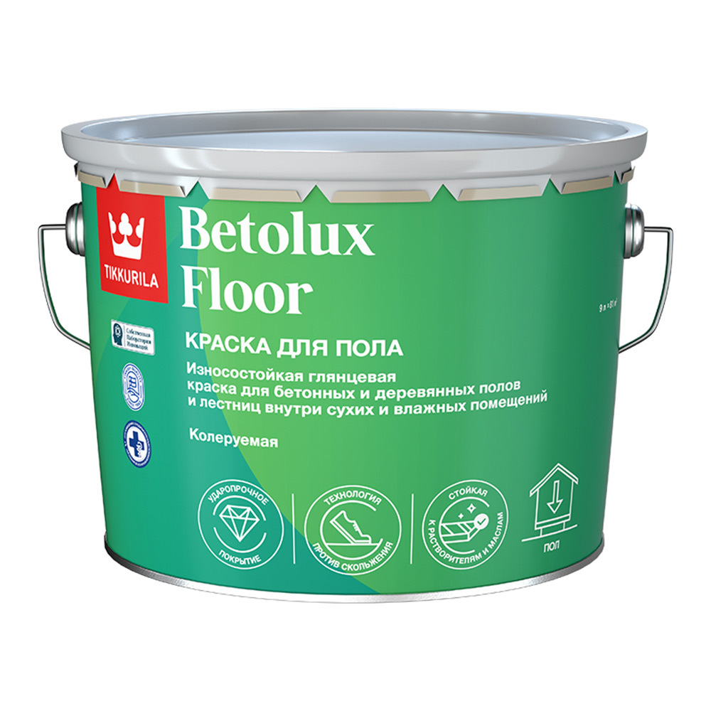 Краска Tikkurila Betolux Floor для полов бесцветная глянцевая база C 9 л