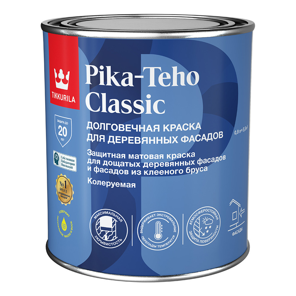 Краска фасадная по дереву Tikkurila Pika-Teho Classic водно-дисперсионная база C бесцветная 0,9 л