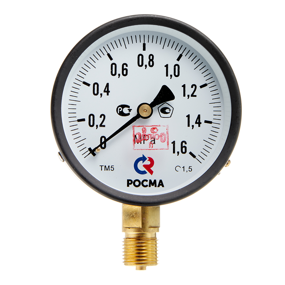 Манометр Росма радиальный 1/2 НР(ш) 16 бар d100 мм (6833)