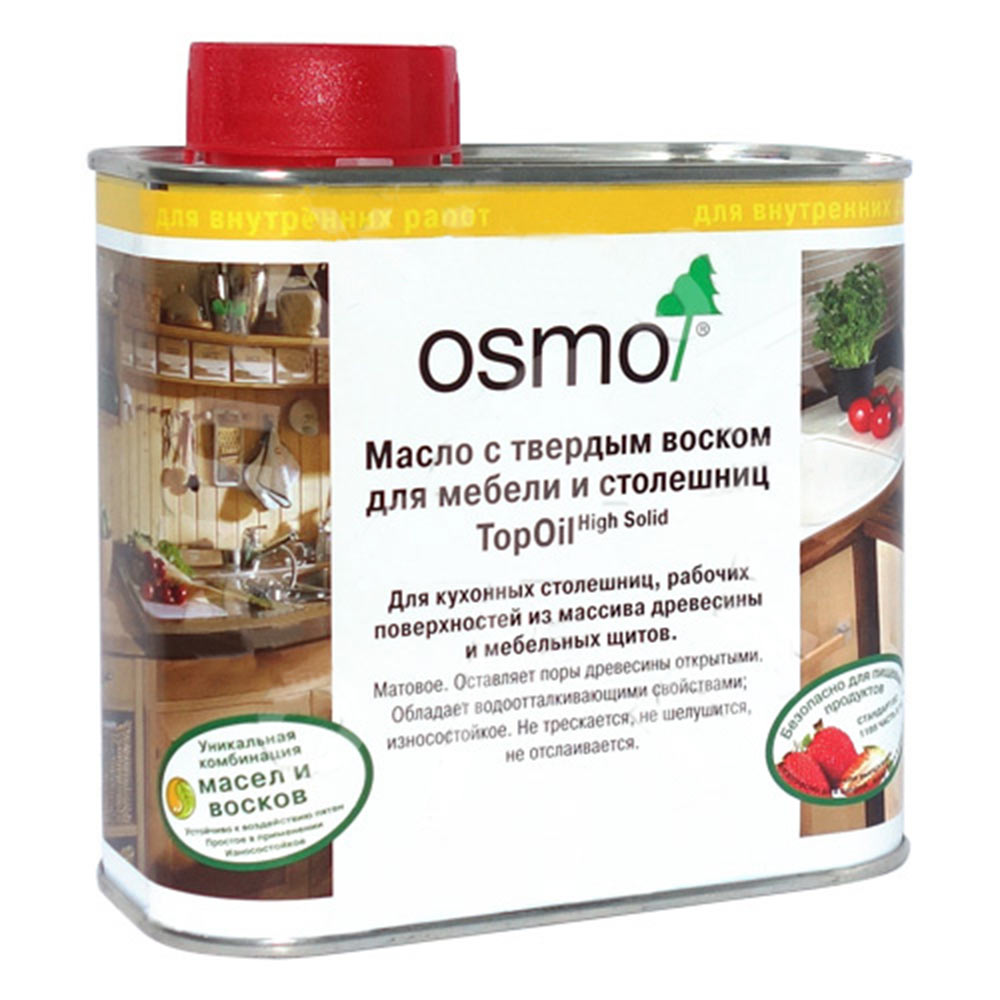 Масло Osmo Topoil для мебели и столешниц с твердым воском бесцветное шелковисто-матовое 0,5 л