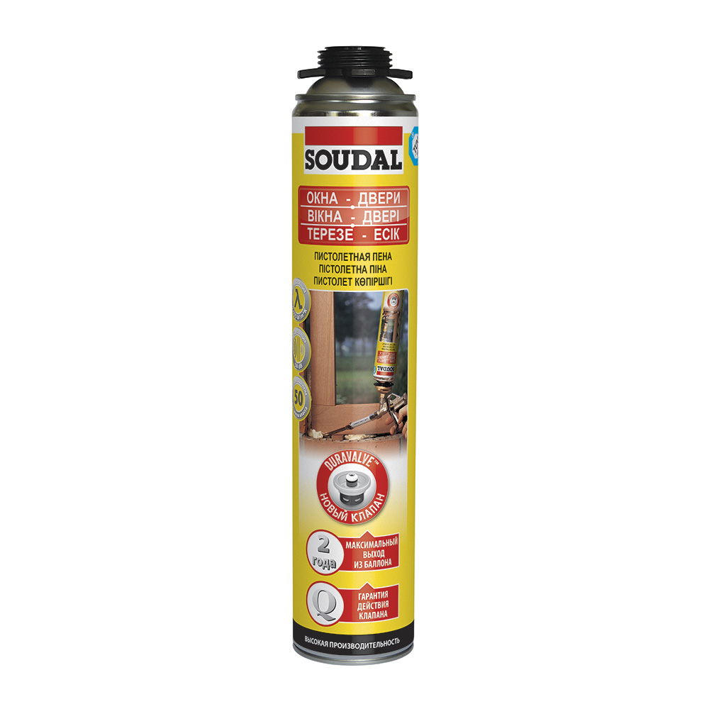 Пена монтажная профессиональная Soudal Gunfoam Yellow Окна-Двери летняя 750 мл