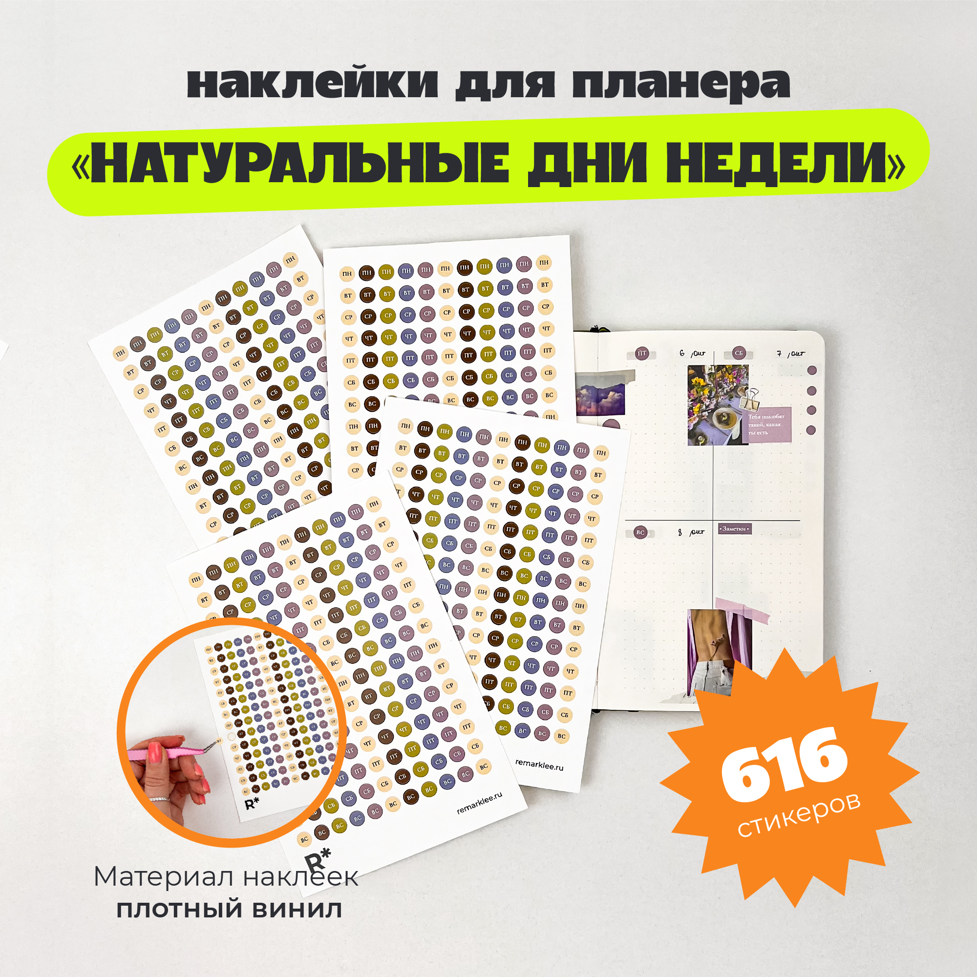 Набор стикеров Натуральные дни недели