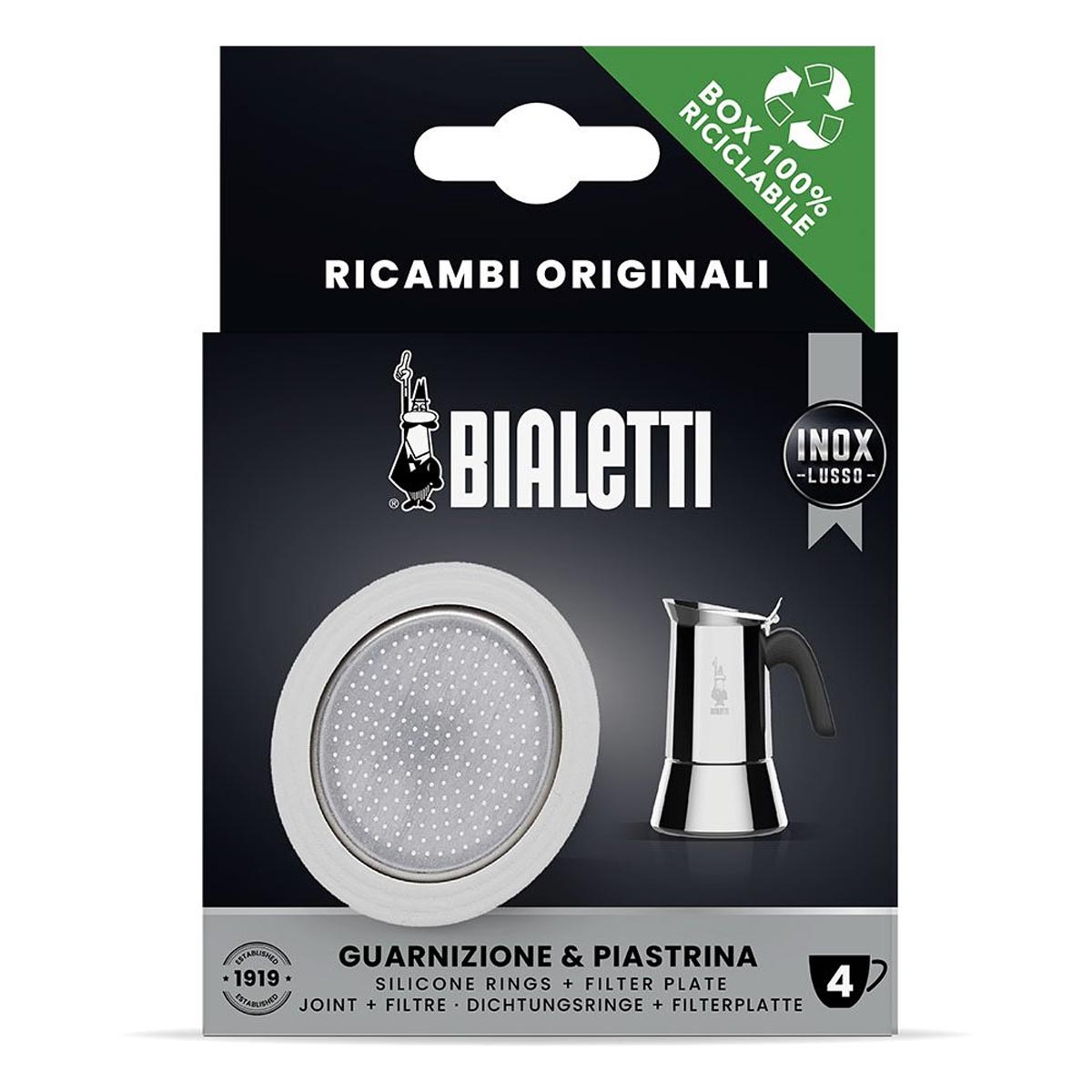 Комплект Bialetti фильтр и уплотнитель для стальных кофеварок на 4 порции