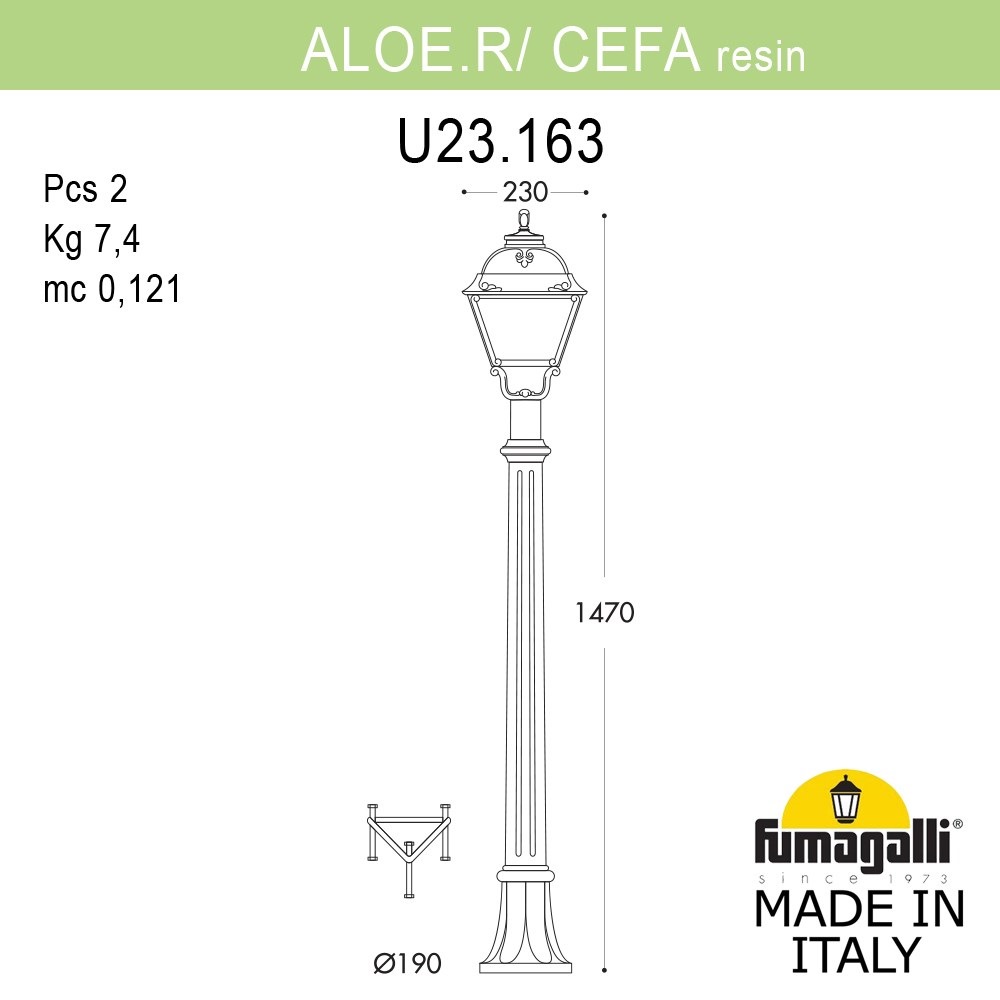 Парковый светильник Fumagalli ALOE.R/CEFA U23.163.000.VXF1R