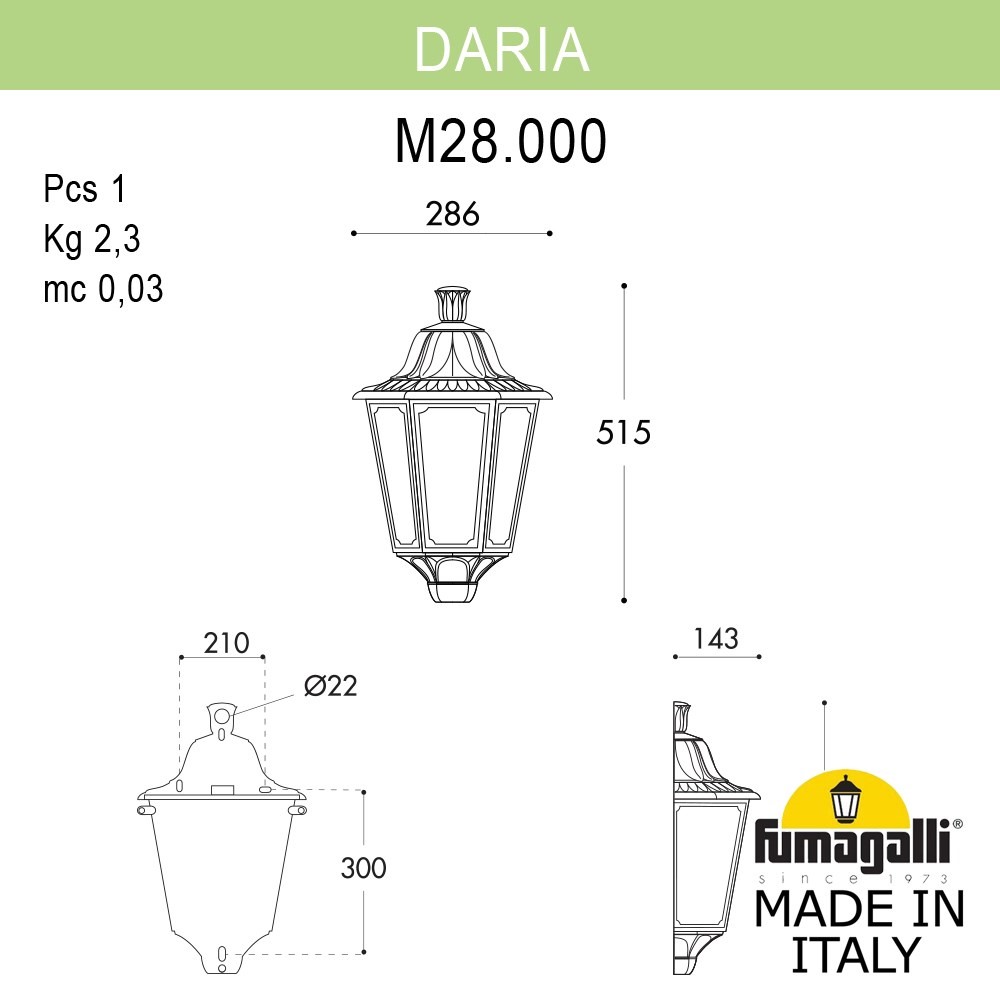 Уличный настенный светильник Fumagalli DARIA M28.000.000.VXE27