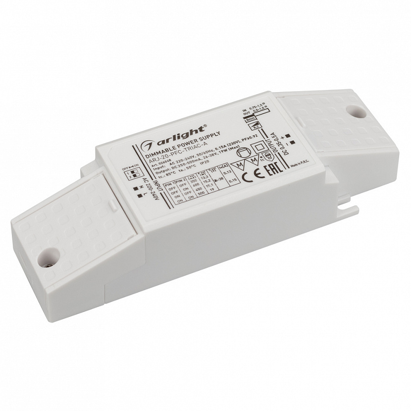 Блок питания RJ-20-PFC-TRIAC-A 20W 350-500mA Arlight 026048