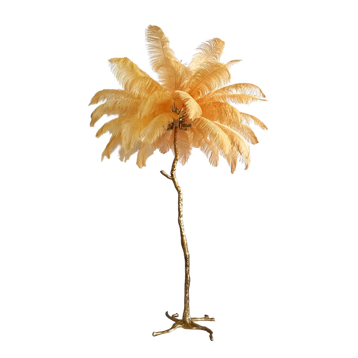 Напольные  Фандеко Торшер Delight Collection OSTRICH FEATHER BRFL5014 beige/antique brass