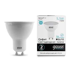 Светодиодная лампа Gauss Софит 6W 450Lm 4100K GU10 13626