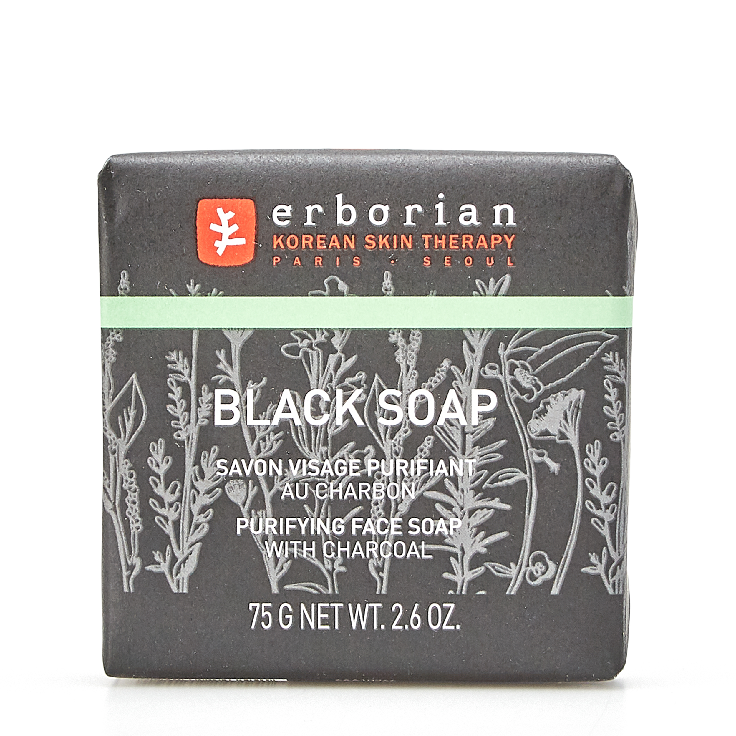  erborian erborian Твердое мыло для лица с углем Black Charcoal Soap 75 гр