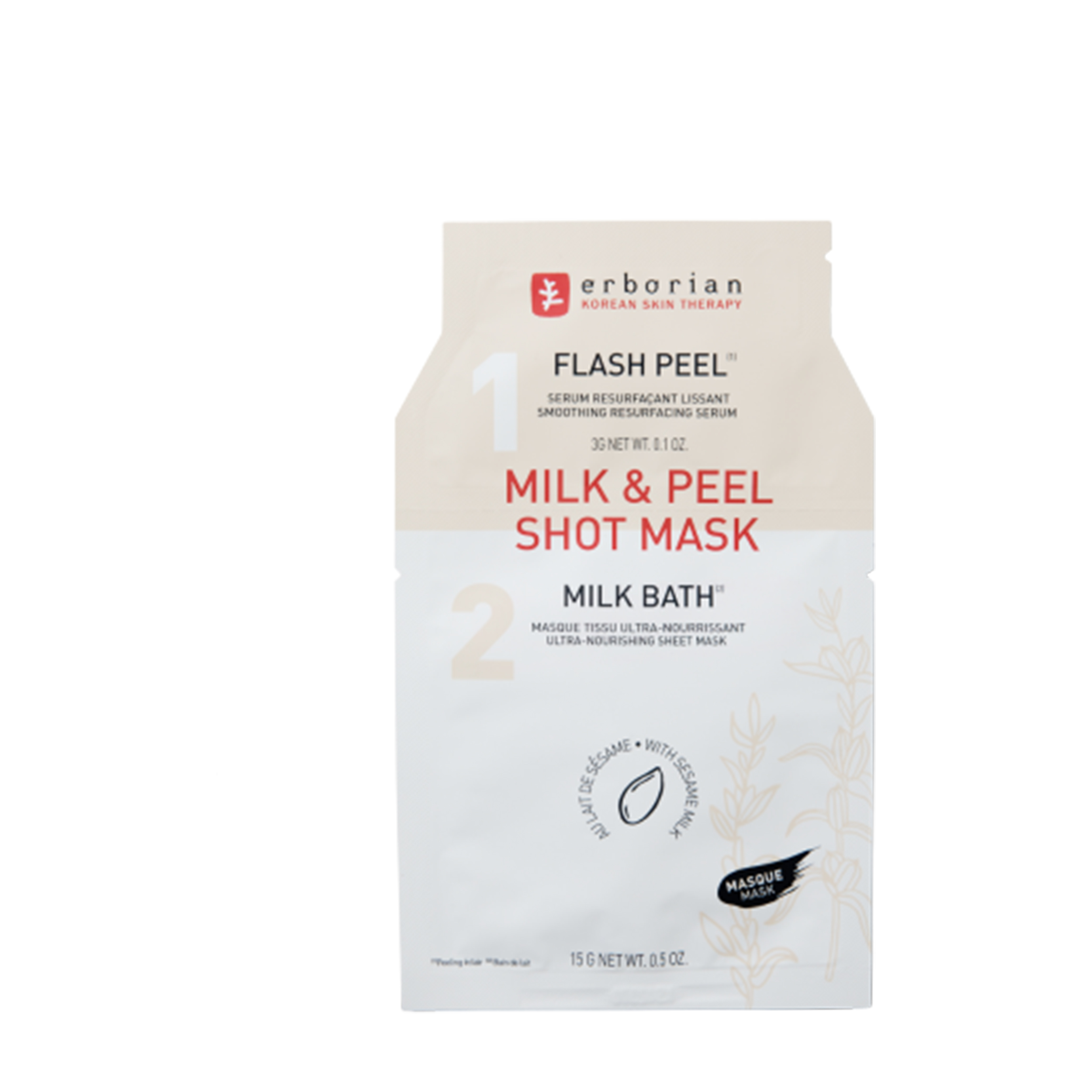 erborian erborian Двухэтапная тканевая маска для отшелушивания и питания кожи Milk & Peel Shot Mask 18 г