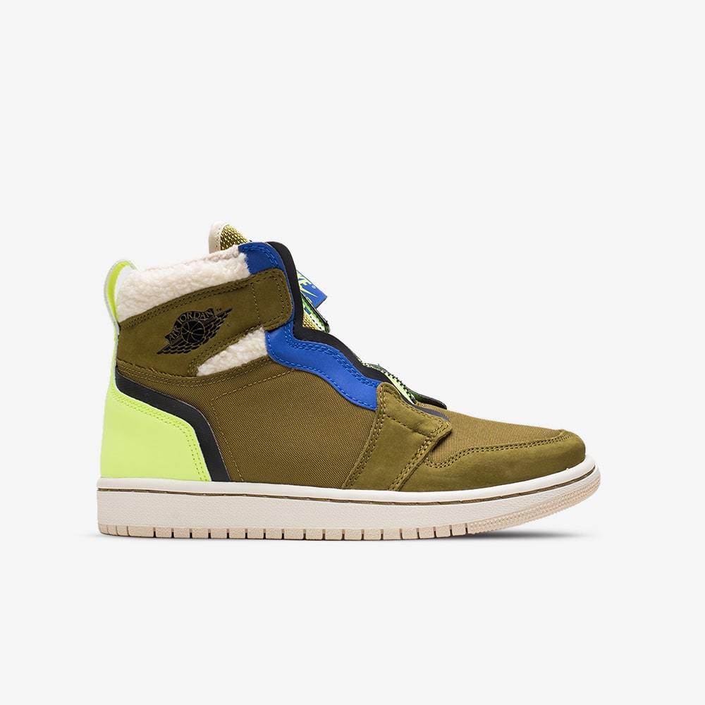 КРОССОВКИ W AJ 1 HIGH ZIP UP, OLIVE FLAK/BLACK-VOLT GLOW-BEACH