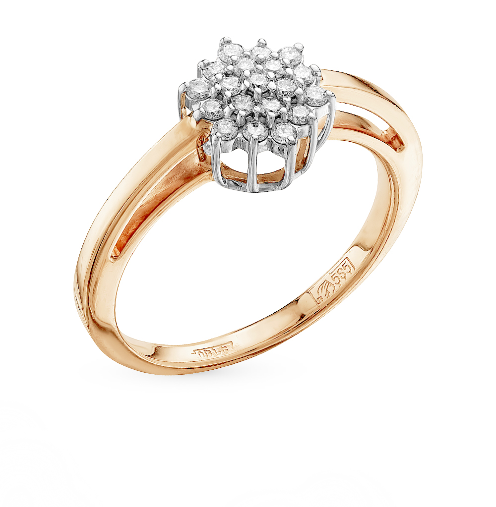 Тонкое золотое кольцо с бриллиантом