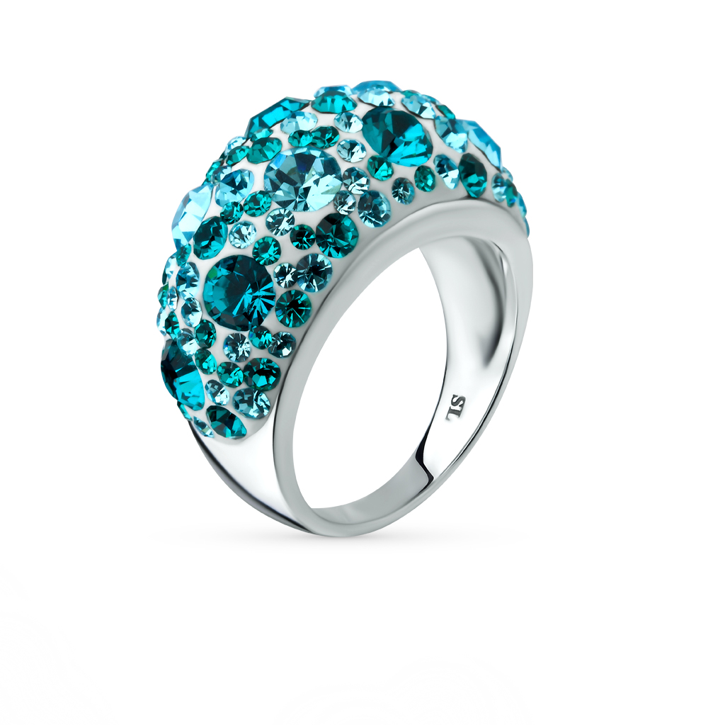 Серебряное кольцо с кристаллами swarovski
