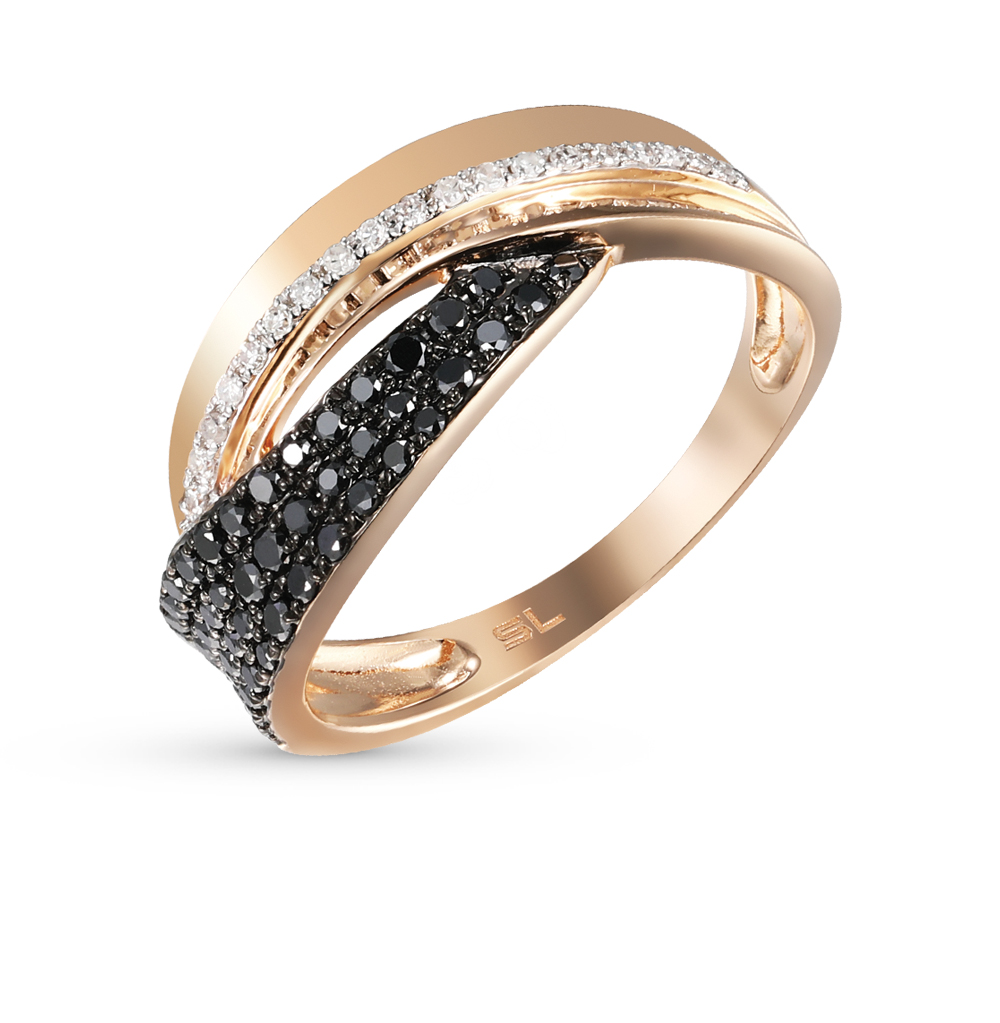Кольцо золотое с черным бриллиантом