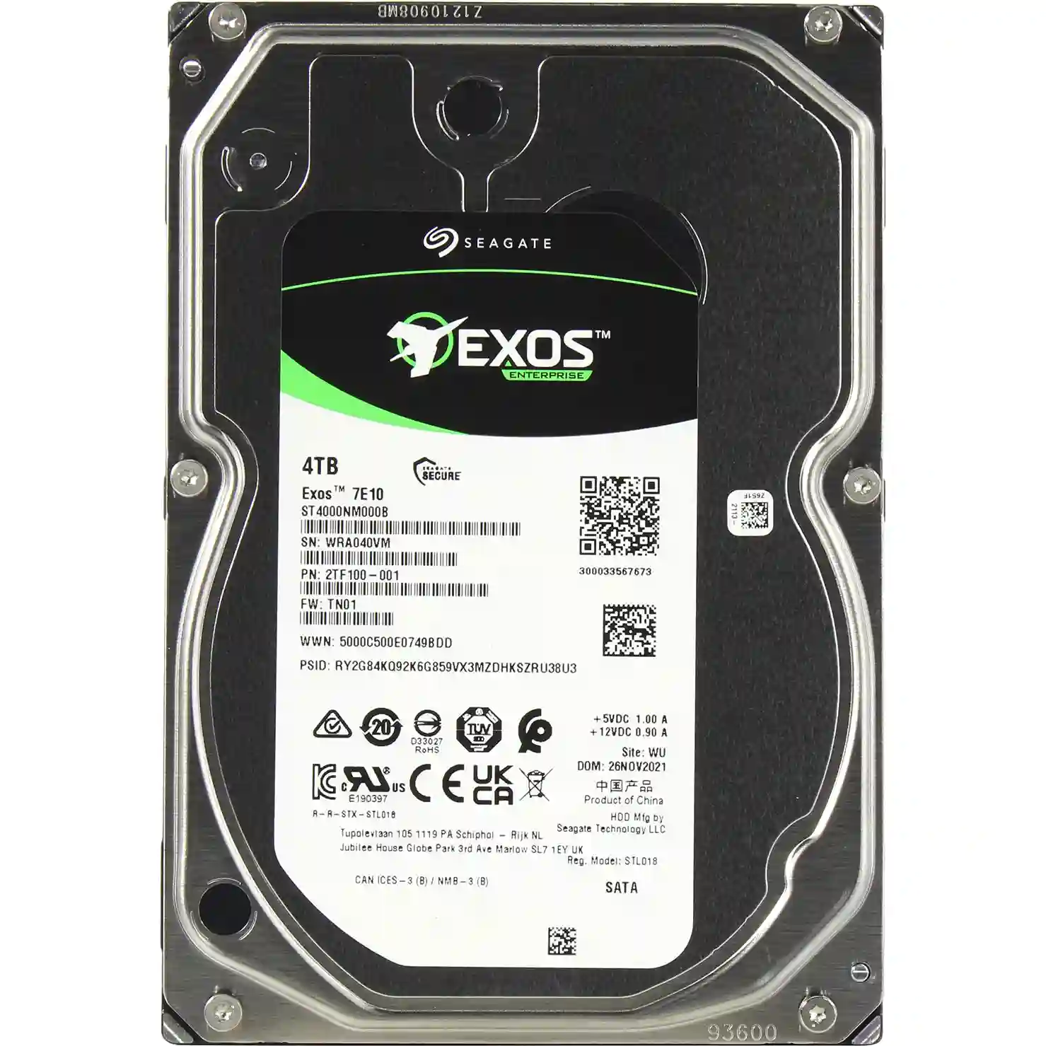 Внутренний HDD диск SEAGATE Exos 7E10 4TB SATA3, 3.5 (ST4000NM000B)