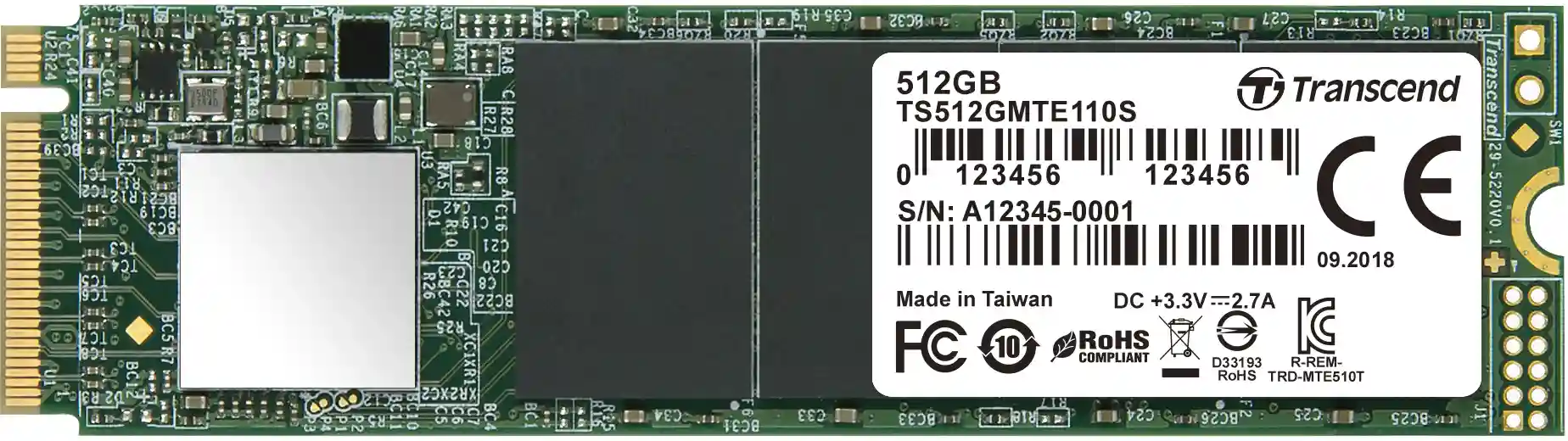 Внутренний SSD диск TRANSCEND 512GB, M.2  (TS512GMTE110S)