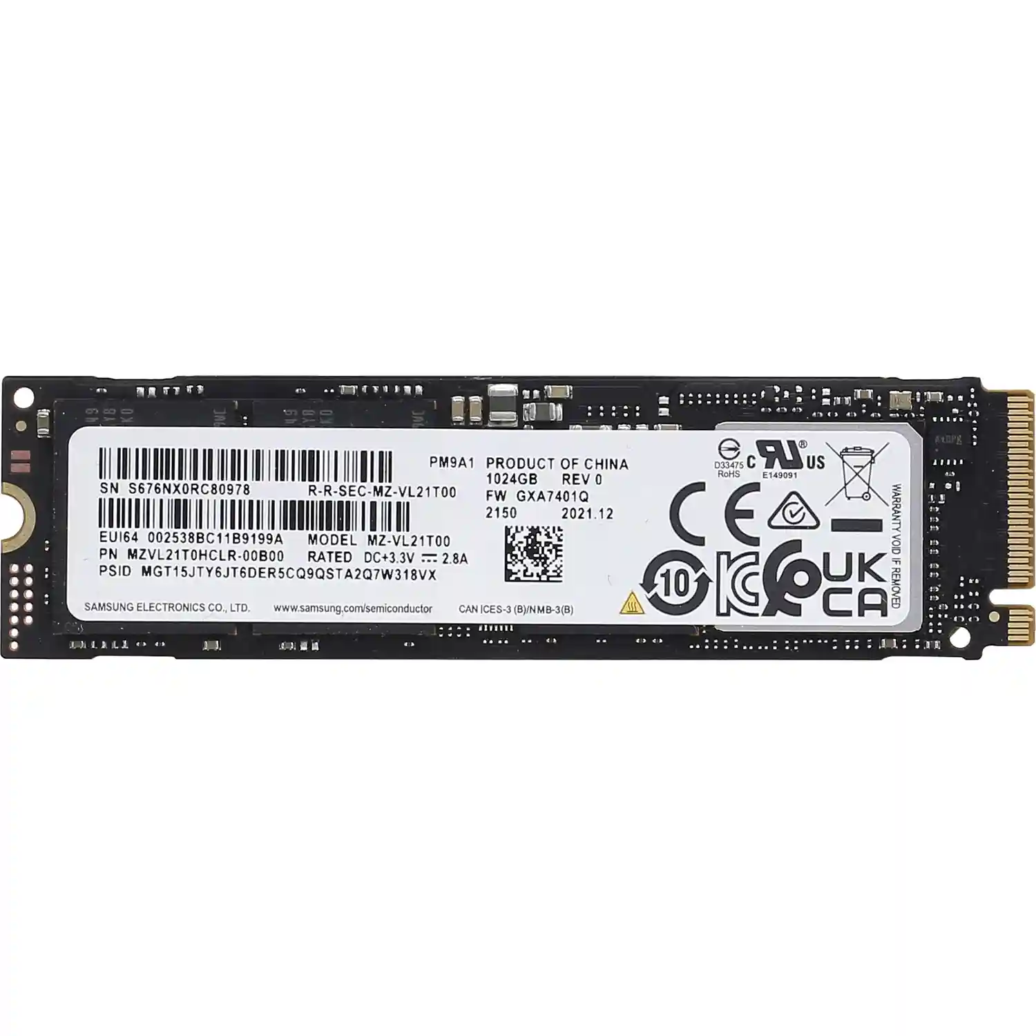  Внутренний SSD диск SAMSUNG PM9A1 1TB, M.2 (MZVL21T0HCLR-00B00)