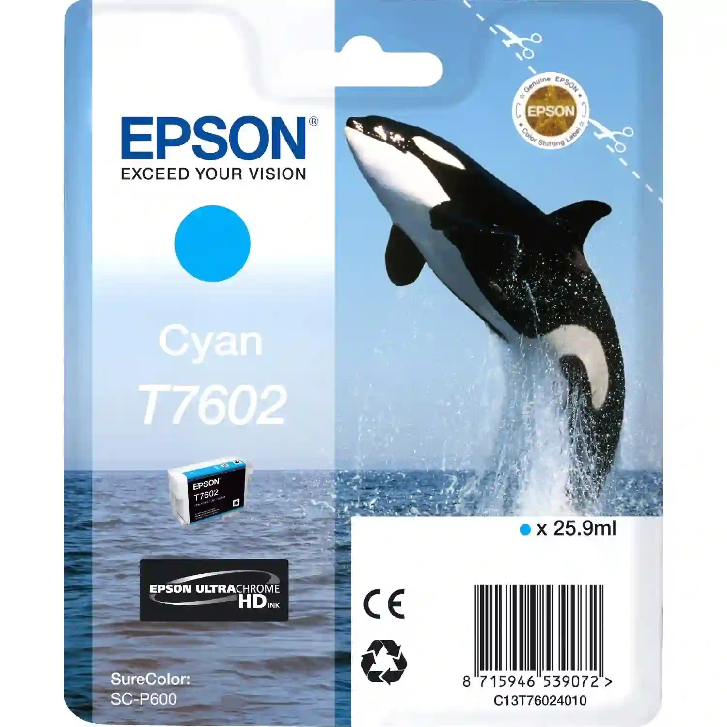 Картридж для струйного принтера EPSON T7602 Cyan (C13T76024010) PI