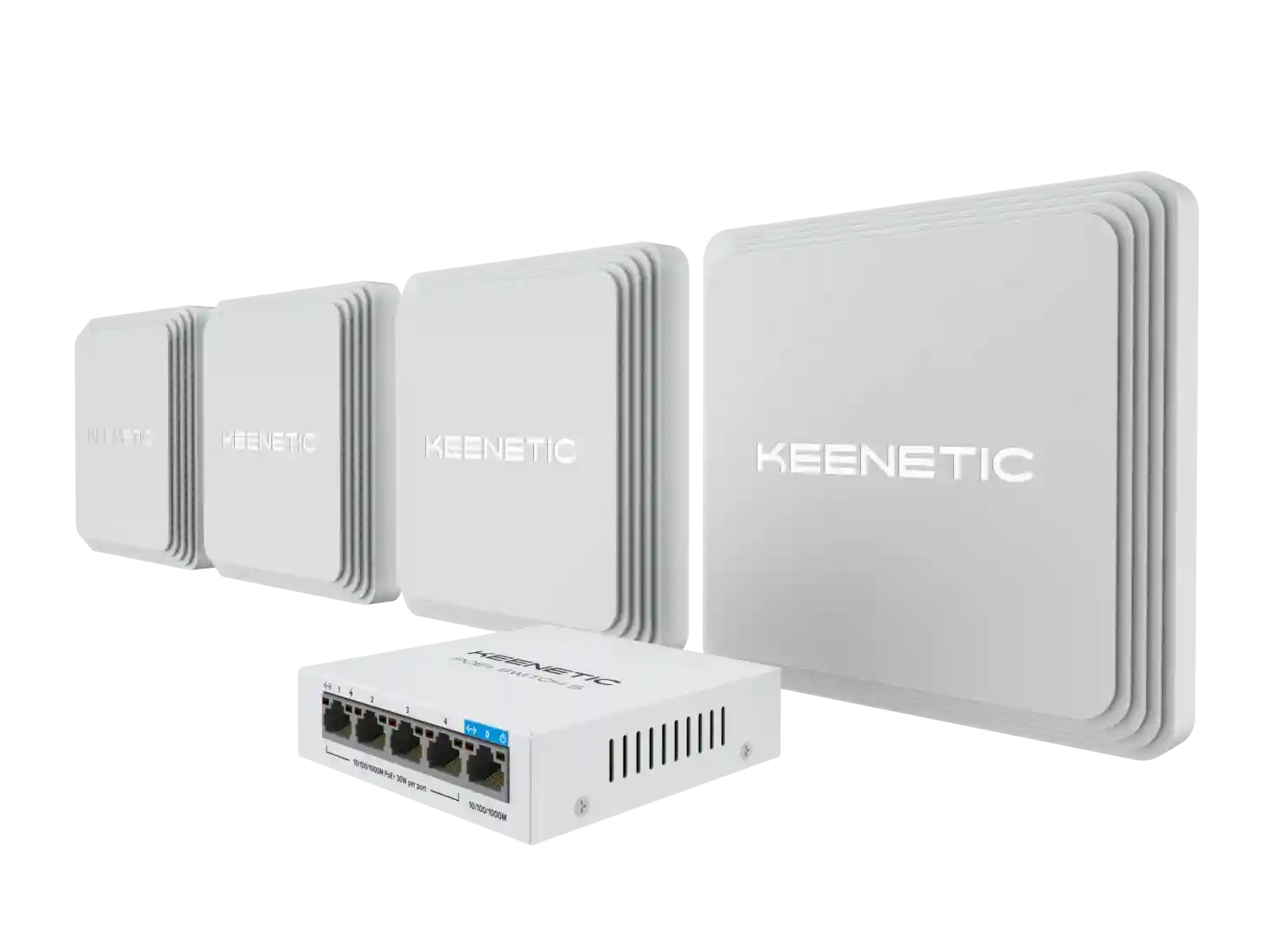 Wi-Fi усилители  Getsy Маршрутизатор KEENETIC Orbiter Pro 4-Pack + PoE+ switch 5 bundle