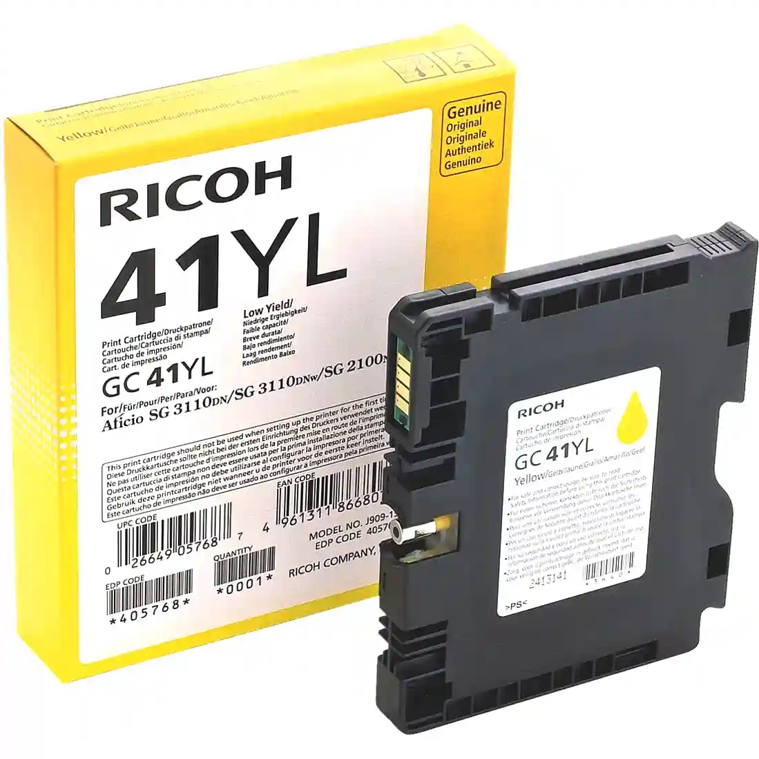 Картридж для гелевого принтера RICOH GC 41YL Yellow (405768)