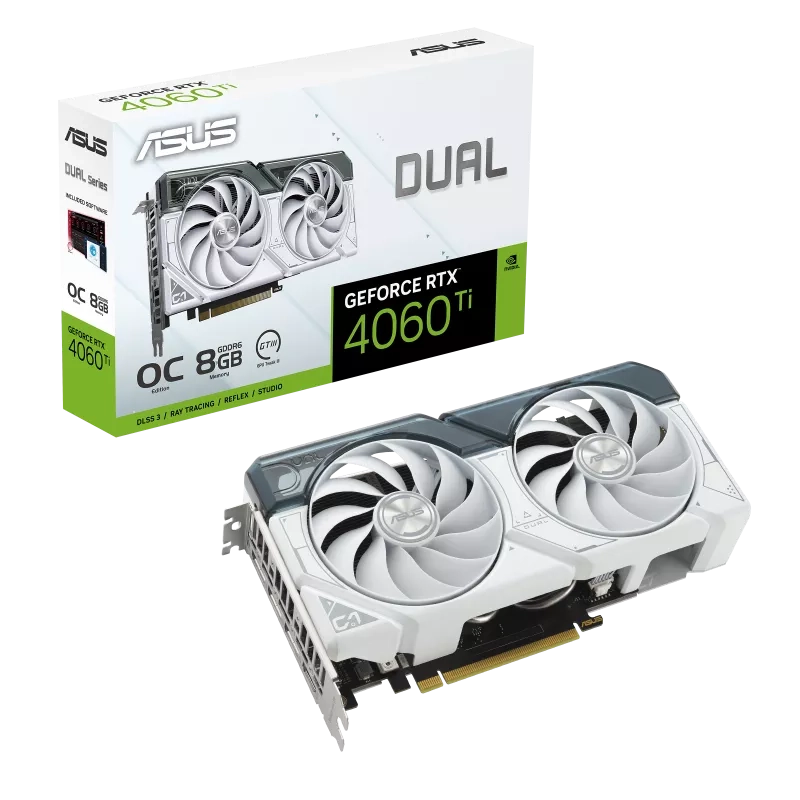 Видеокарта ASUS GeForce DUAL RTX 4060 Ti O8G WHITE (90YV0J42-M0NA00)