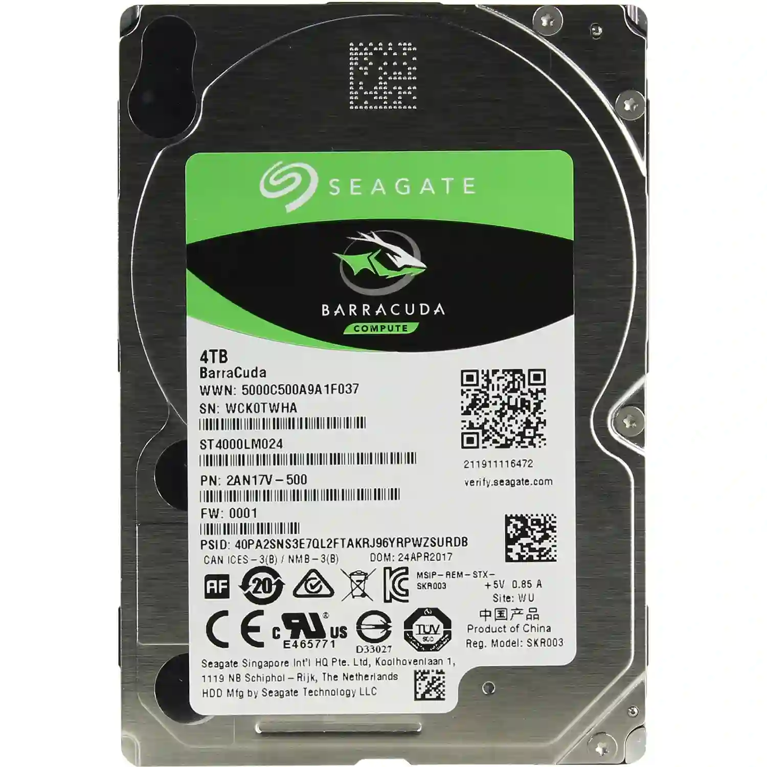 Внутренний HDD диск SEAGATE Barracuda 4TB, SATA3, 2.5 (ST4000LM024)