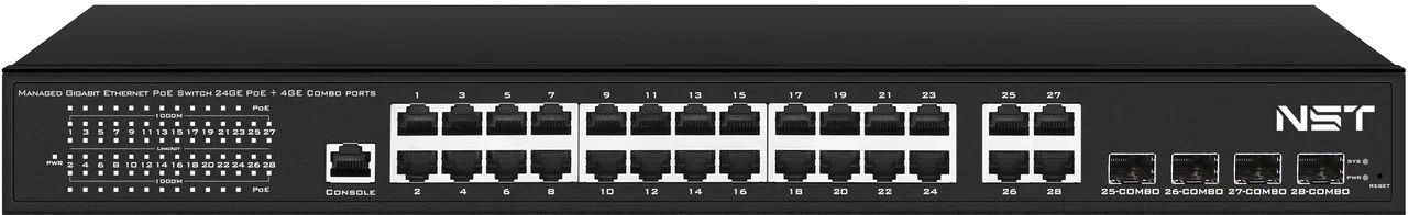 PoE-коммутатор управляемый NST Gigabit Ethernet L2 (NS-SW-24G4G-PL)