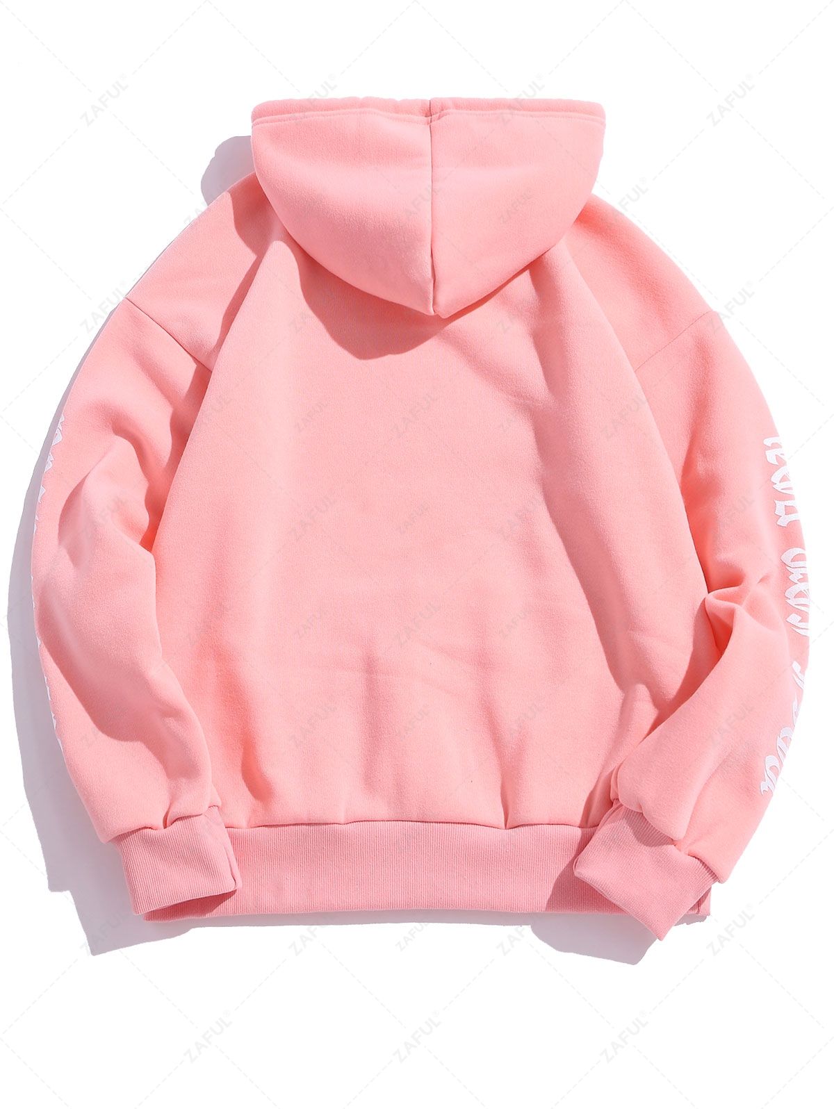  Rose Letter Fleece Kangaroo Pocket Pullover Hoodie