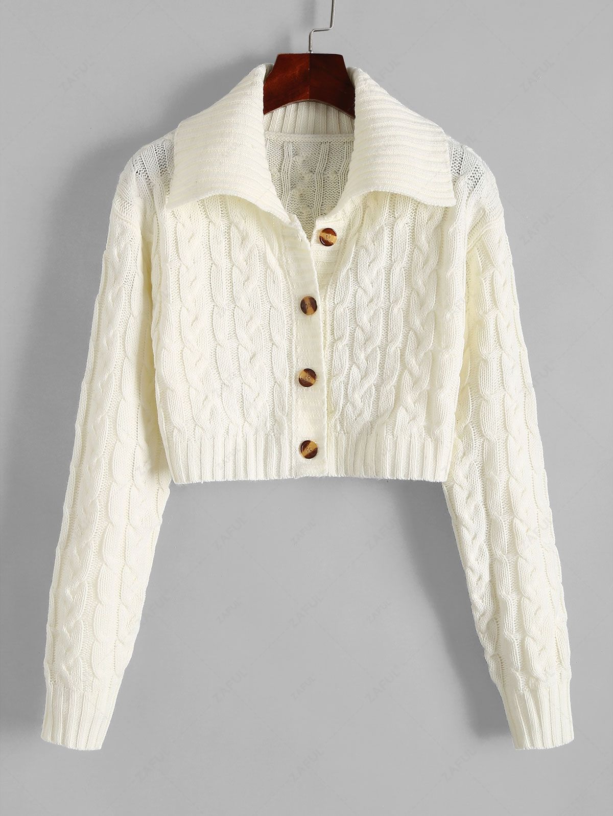  Cable Knit Single Breasted Cropped Cardigan