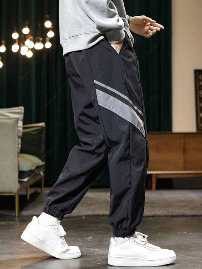 Contrasting Reflective Patch Techwear Pants