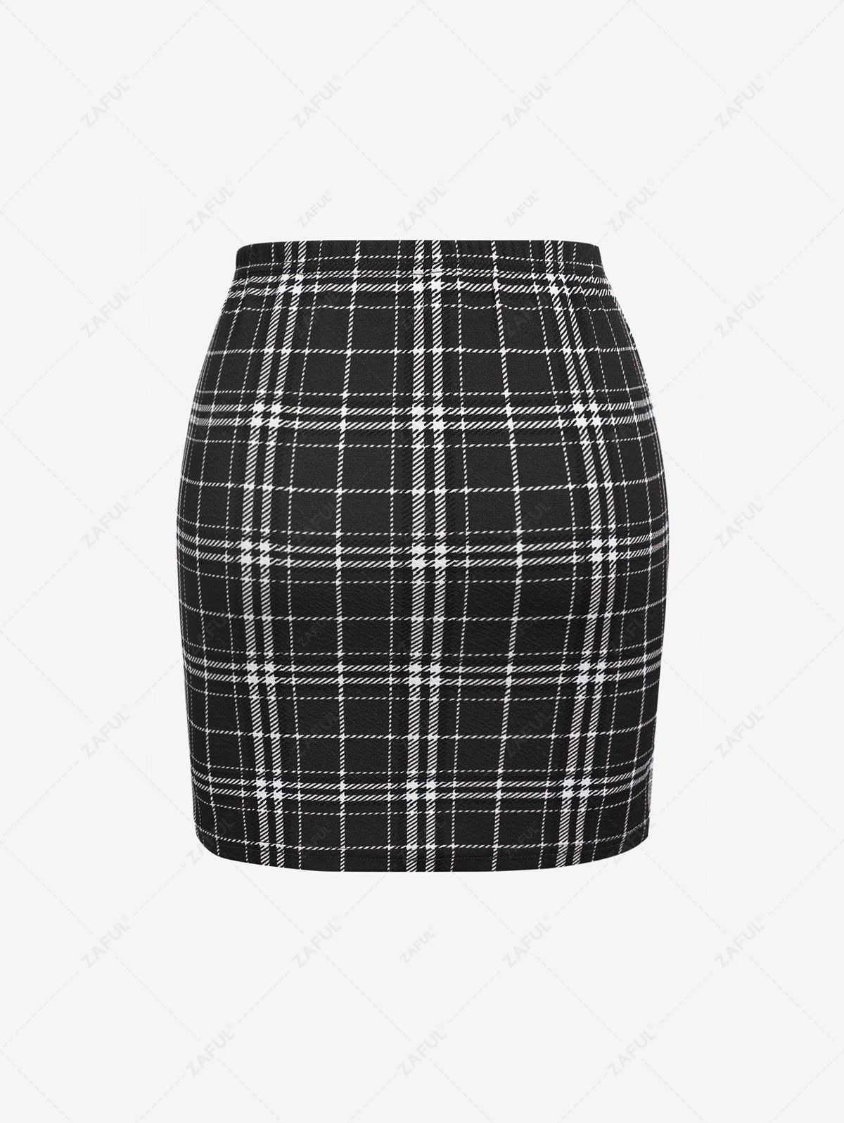 ZAFUL Checked Side Slit Skirt