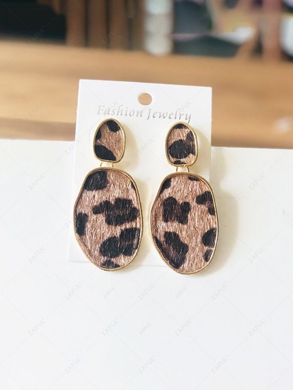 Fluffy Leopard Print Drop Earrings