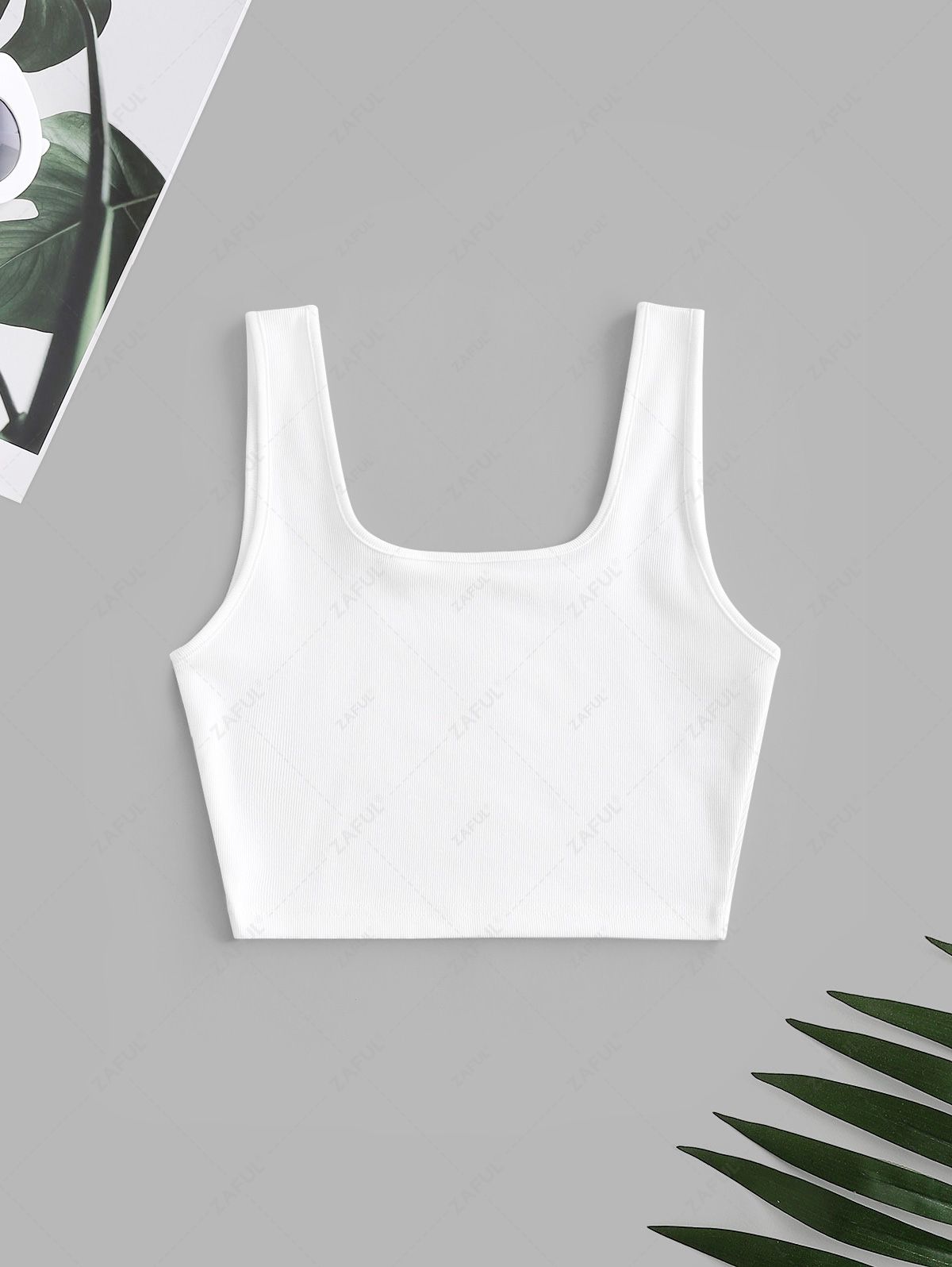 Sleeveless Essential Plain Ribbed Cropped Tops Basic Summer Versatile Tank Top