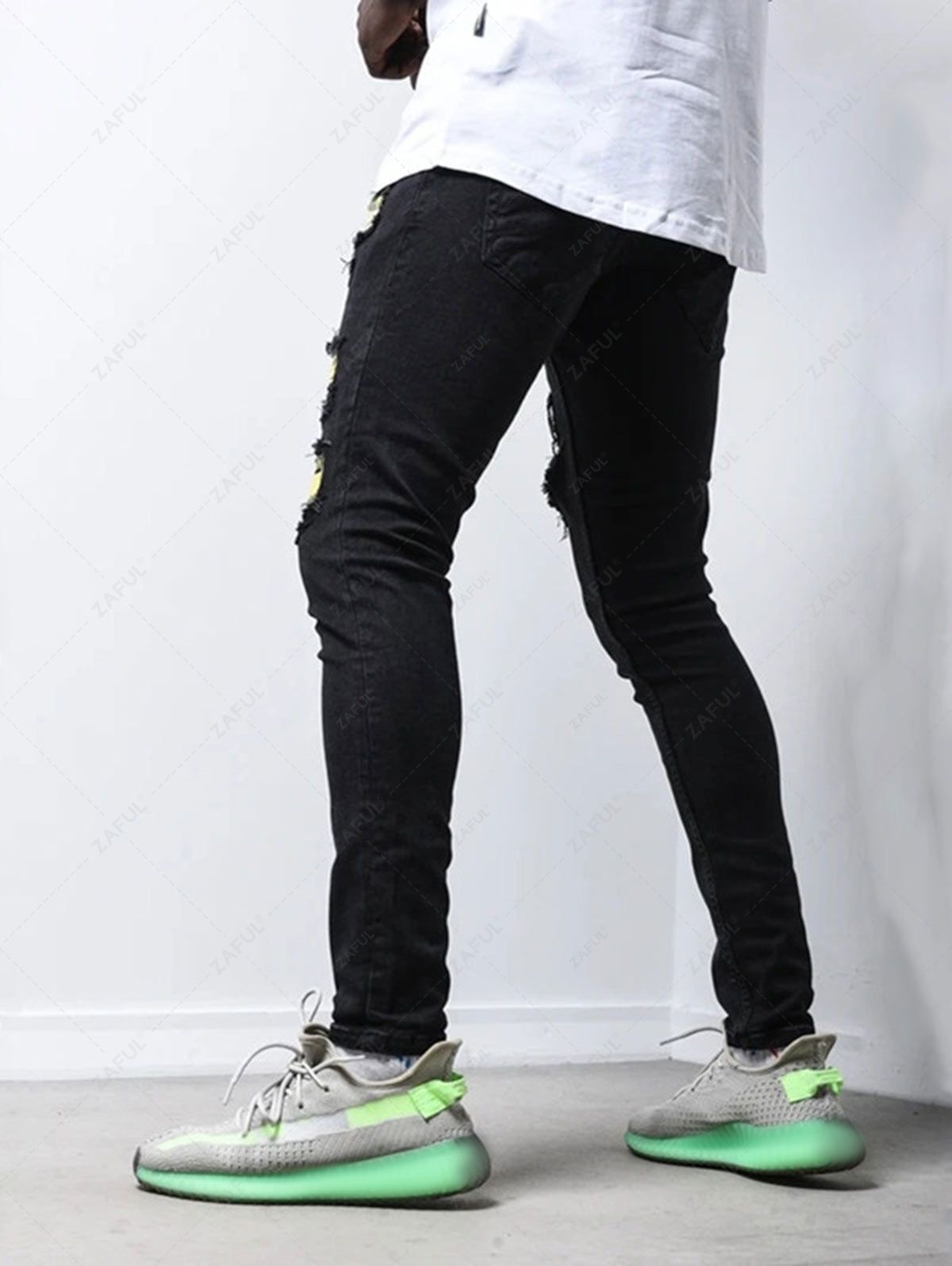 Contrast Ripped Patch Casual Jeans