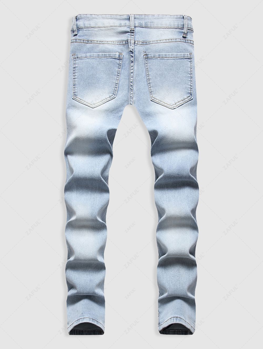 Zipper Fly Distressed Frayed Jeans