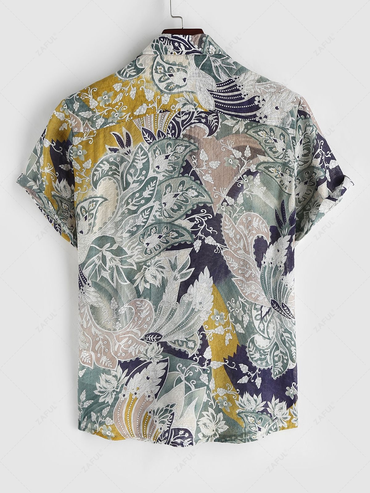 Printed Front Pocket Button Up Shirt