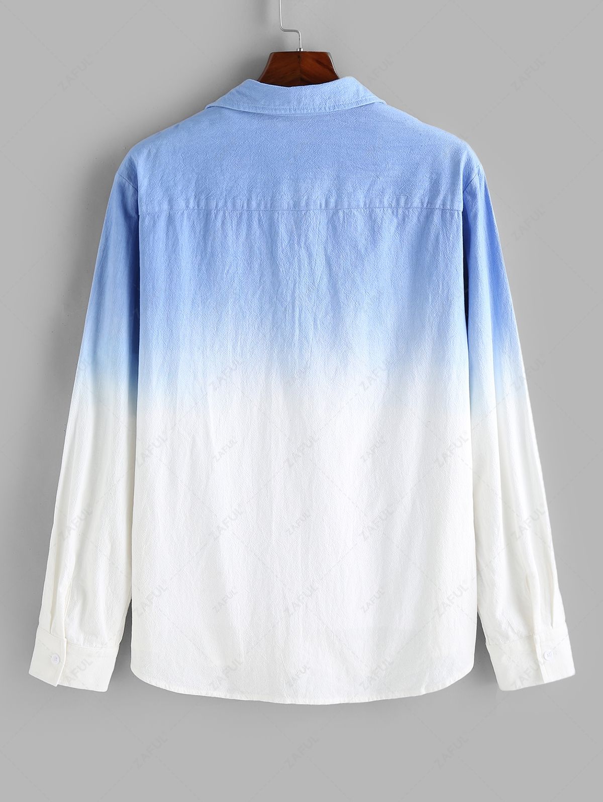 ZAFUL Dip Dye Button Front Long Sleeves Shirt