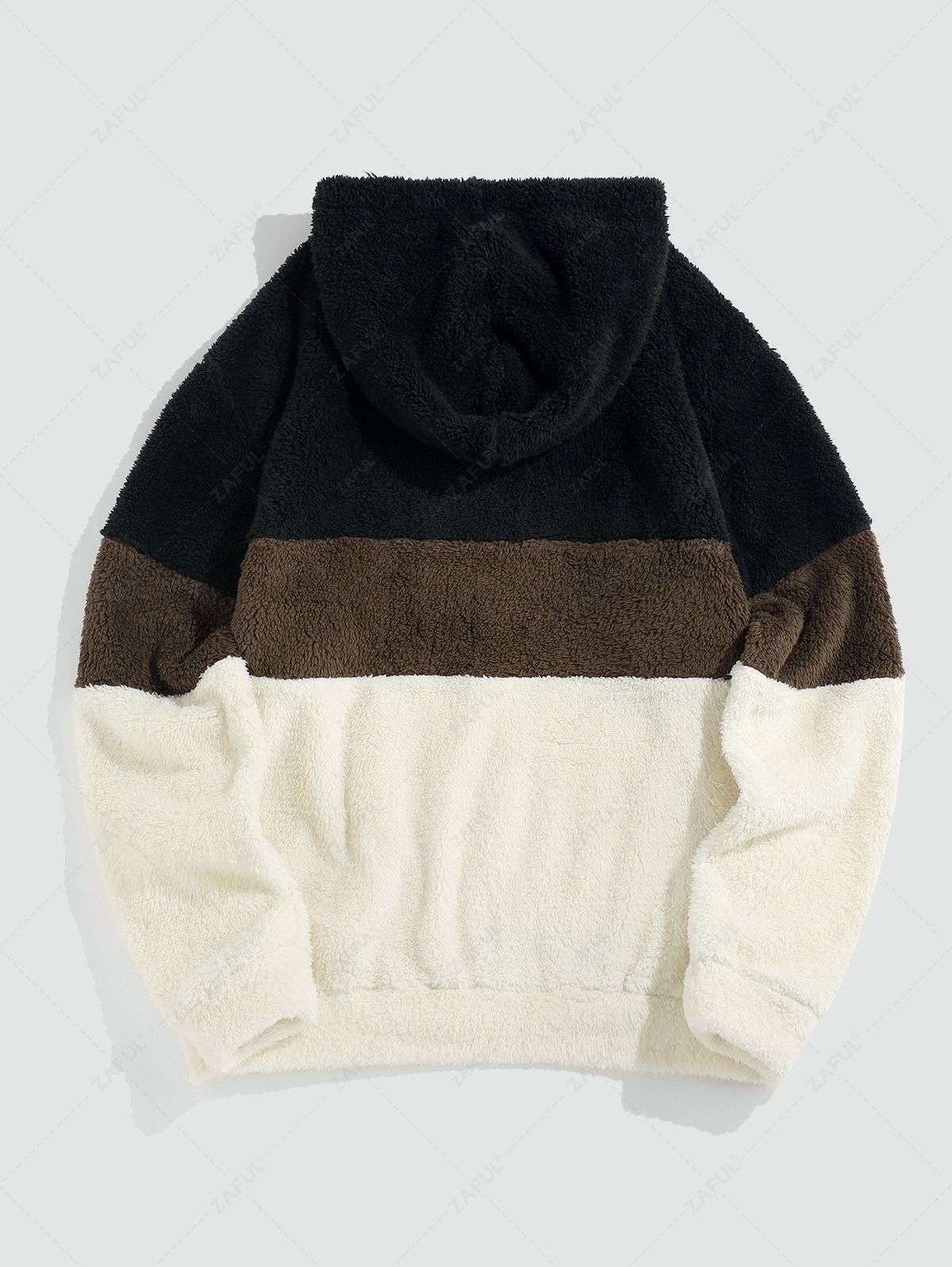 ZAFUL King Embroidered Colorblock Fluffy Hoodie