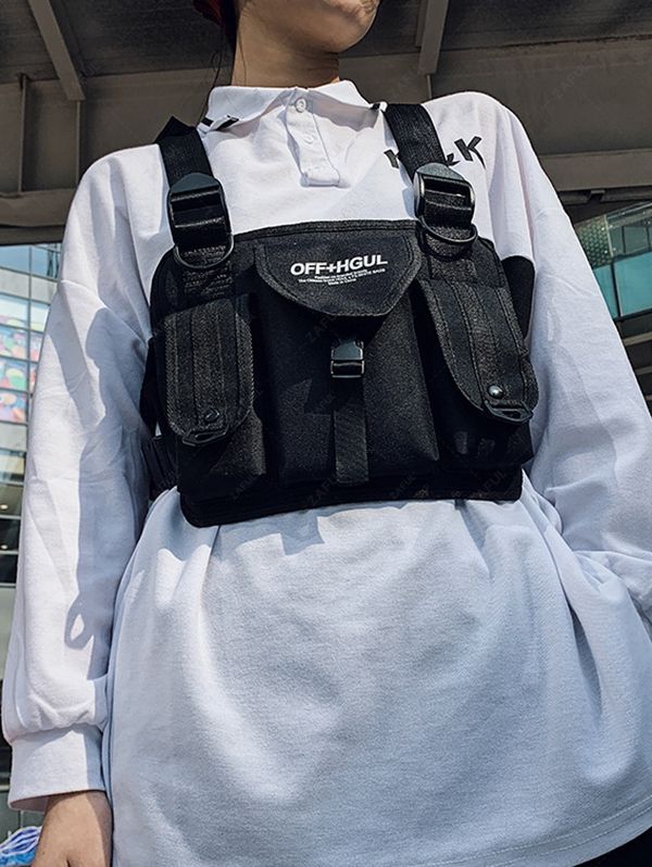 UNISEX Hip Hop Multifunction Streetwear Techwear Cargo Vest Chest Bag